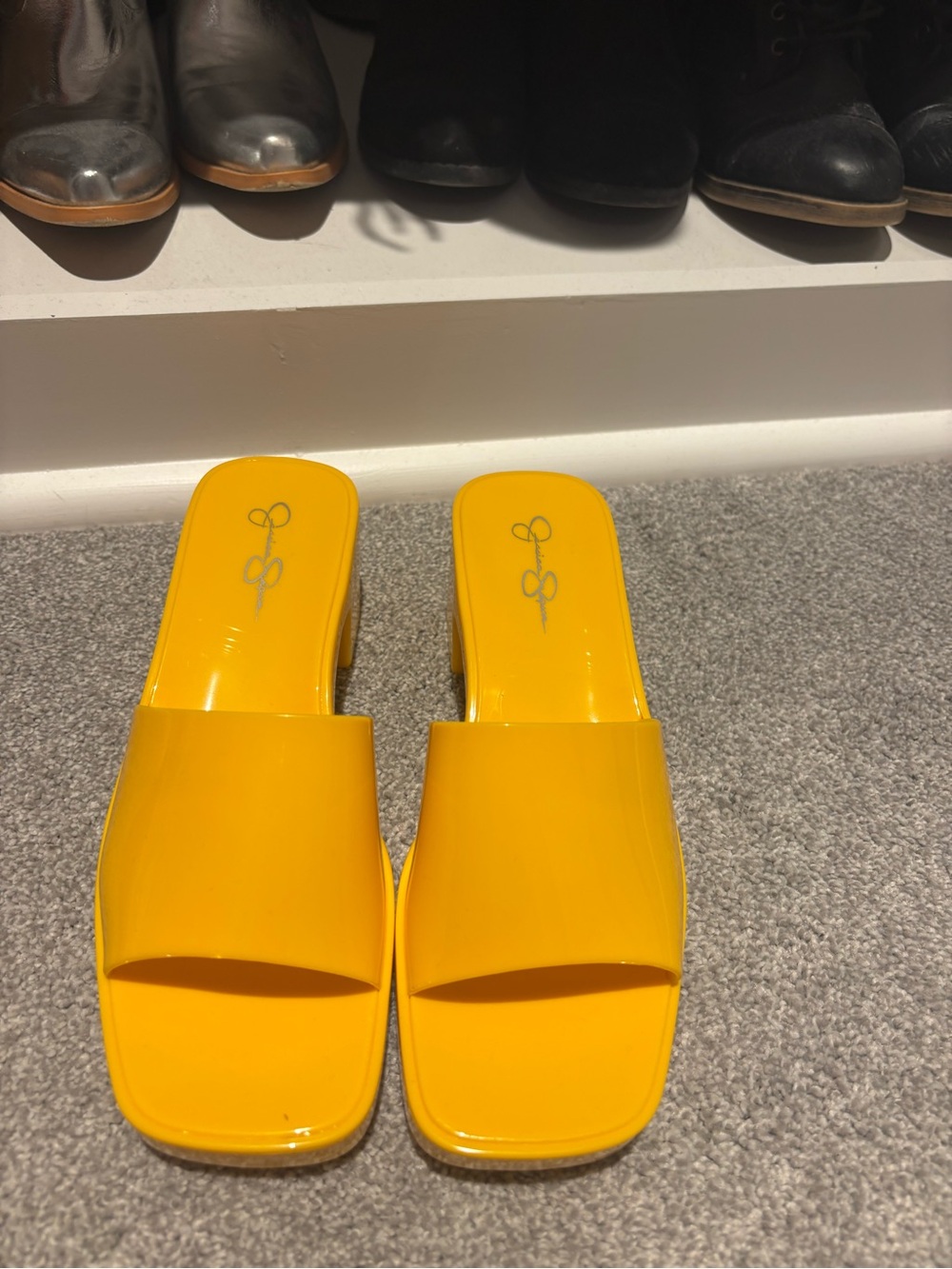 Yellow Glossy Open-Toe Mule Jessica Simpson